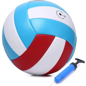 ABAJI Volleyball Official Ball Thicker PU Waterproof Anti-Explosion 15+ Years Kids Girls Boys Indoor Training Game Outdoor Sand Beach Pool Play Pump Needle (Red Blue)