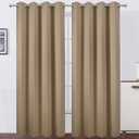 Blackout Curtains 62 x 55 inches Long Natural Curtains Set of 2 Panels Thermal Insulated Room Darkening Curtains for Bedroom