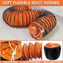 32FT Ducting Hose 10 Inch PVC Flexible Duct Hosing with Adjustable Rope for Utility Blower Exhaust Fan
