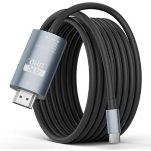 USB C to HDMI Cable, 6.6FT 4K@60Hz HDMI Adapter - Thunderbolt 3/4/5 Compatible for iPhone 15/16/Plus/Pro/Pro Max, MacBook Pro/Air, iPad Pro, Galaxy, Dell XPS, Chromebook - Mirror Screen to Monitor/TV