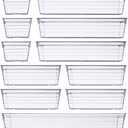 14 PCS Clear Plastic Drawer Organizer Tray for Makeup, Kitchen Utensils, Jewelries and Gadgets