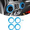 JeCar 4PCS Center Console Dash Air Conditioner Vent Cover Trim Interior Accessories Fit for Jeep Wrangler JK JKU 2011-2018 (Light Blue)