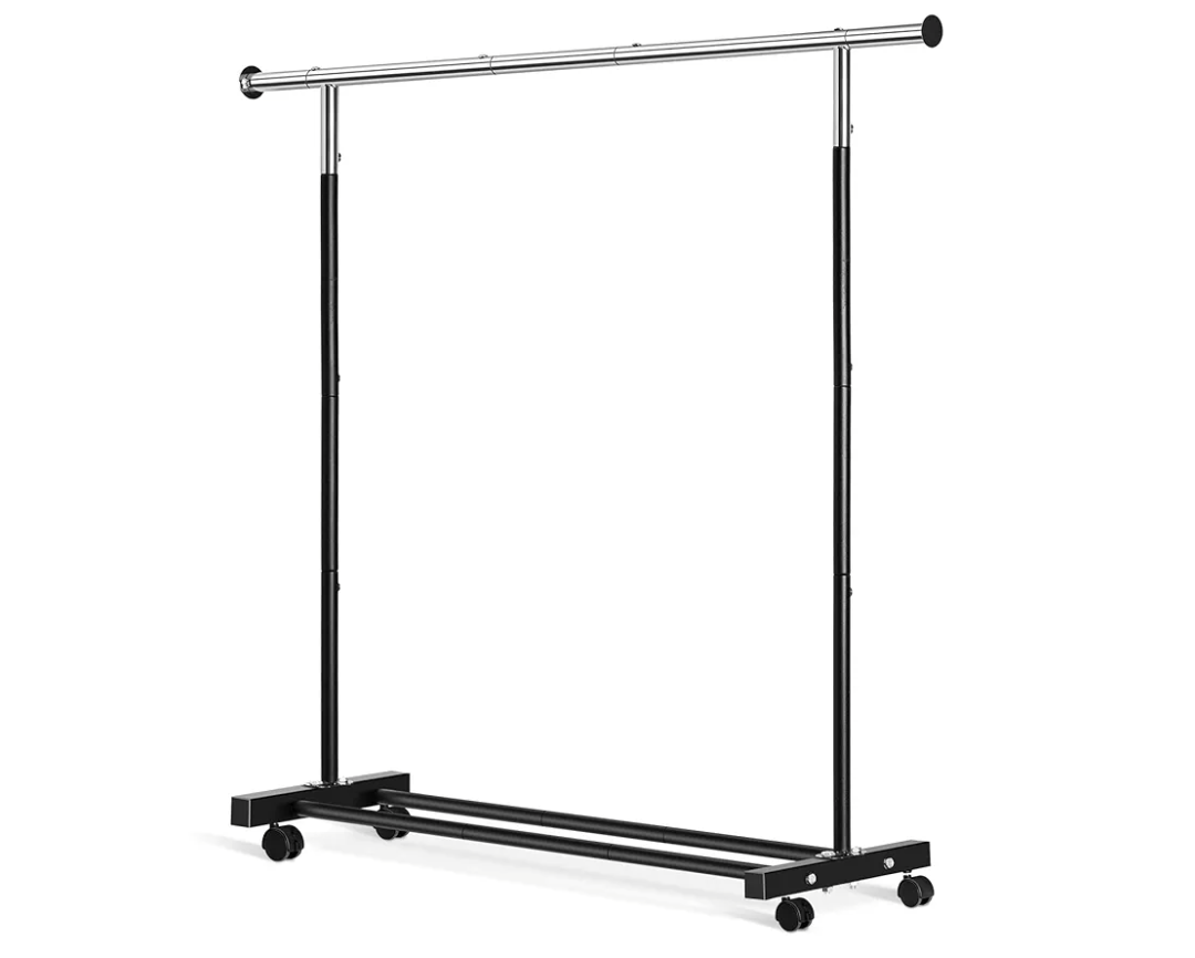 Clothes Rack Clothing Racks for Hanging Rolling Heavy Duty Coat Rack Drying Rack Clothing 44 lbs Capacity 35.5" x16.5" Pipe,Rolling Garment Rack Black