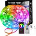 Lcutml 100FT Smart LED Strip Lights , RGB Strip Lights Sync to Music with 40 Key Remote Controller LED Lights for Bedroom, Christmas Lights decration (Multi-Colored, 100FT)