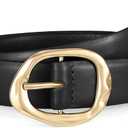 WHIPPY Leather Belt for Women Casual Waist Belt with Gold Buckle Fashion Ladies Belt for Jeans Pants Dress (M: Fit Waist Size 31"-35")