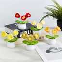 ZHIYUXI Yellow Crocheted Gifts for Women Crochet Flower for Car Dashboard Desk Decor Handmade Knitted Flower for Birthday Anniversary