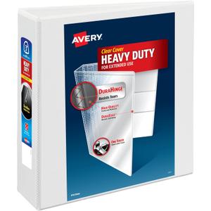 Avery Heavy-Duty View 3 Ring Binder, 3" One Touch EZD Rings, 670-Sheet Capacity, 3.5 Inch Wide Spine, Great for Home, School Supplies, Office, or Organization Needs, 1 White Binder (79193)