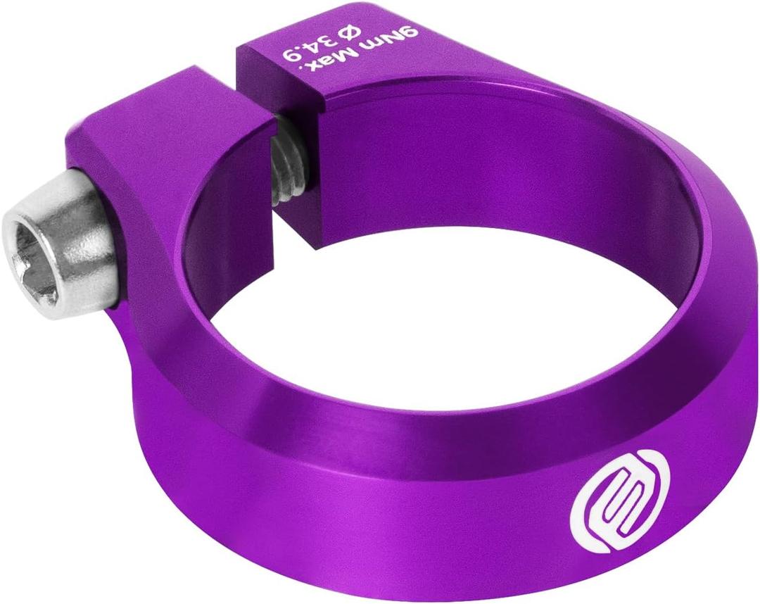 FIFTY-FIFTY Bike Seat Post Clamp, Aluminum Alloy Bicycle Seatpost Collar, 34.9mm Bicycle Seat Tube Clip for Most MTB, Road Bikes (34.9mm, Purple)