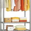 Ulif H2 Heavy Duty Clothes Rack, Freestanding 4 Tiers Garment Rack for Hanging Clothes with Shelves and Hangers, Closet Organizers and Storage Metal Closet Wardrobe System, Max Load 500 LBS, Stainless Steel