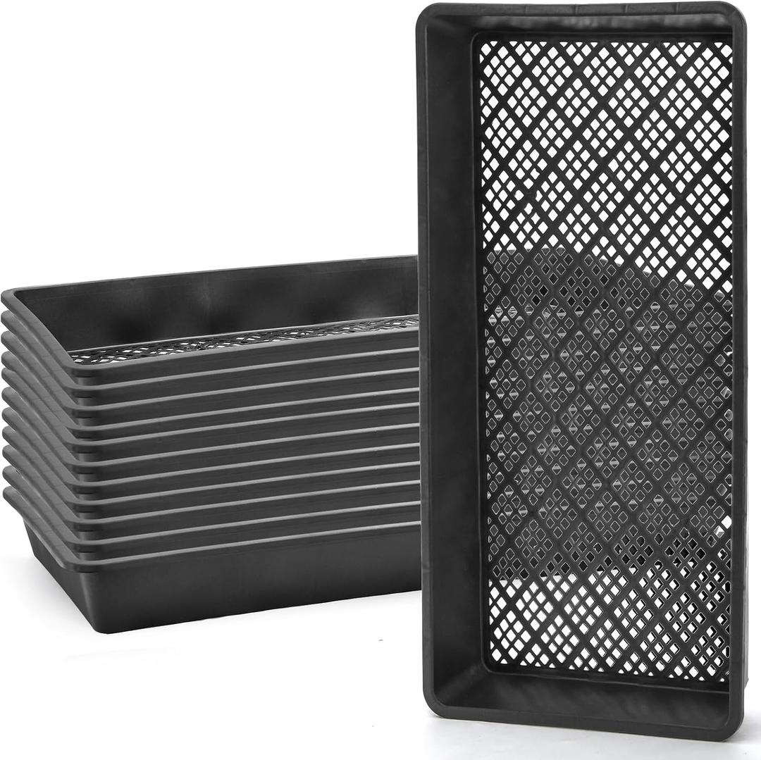 12 Pack Microgreens Plant Growing Trays, 1020 Seed Starter Tray, Mesh Bottom Plant Germination Trays for Microgreens, Seedling Propagation, Plant Growing, 21"10.6"