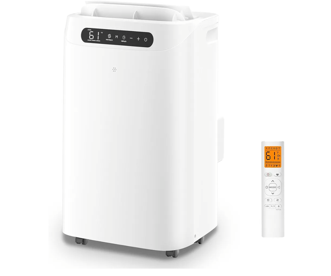 14000 BTU Portable Air Conditioners with Heater,Cools Up to 700 Sq.Ft, Quiet Portable AC Unit with Remote Control & Installation Kits for Large Rooms,White