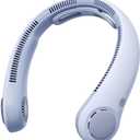 JISULIFE Portable Neck Fan Upgraded, Neckbrace Personal Hands Free, 5 Speed Gears Adjustment, 5000 mAh Wearable Bladeless Quiet Rechargeable for Outdoor Indoor, Gifts for Women Men- Sunny Blue