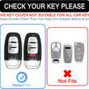 GYUY Premium Key Fob Cover - Zinc Alloy Frame, Clear TPU Protection Carbon Fiber Leather Backplate Metal Buckle Design Compatible with Audi R8/Q5/Q7, S3-S8/SQ5, RS5/RS7, A4-A8 Smart Keys (Black)