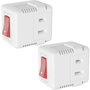 PLUGTUL 2 Prong Outlet Switch, Single Outlet with ON Off Switch, ELT Listed, 15A 125VAC 60Hz, 2Pack, White