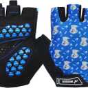 MOREOK Cycling Gloves - Youth Biking Gloves for Boys & Girls - Breathable, Anti-Slip, 3MM Gel Pad - Half Finger, Road & MTB, for Cycling/Training/Outdoor Sports (Medium, Blue)