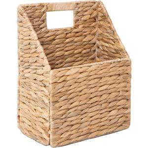 2pcs GYASVWU Foldable Water Hyacinth Hanging Baskets, Collapsible Wicker Wall Baskets with Handle, Woven Hanging Basket, Front Door Basket for Flower/Fruit/Mail/Magazine/Files Storage (Water Hyacinth)