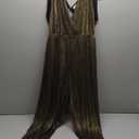 Marina Mock Neck Sleeveless Metallic Pleated Jumpsuit