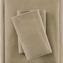 True North by Sleep Philosophy Cozy Flannel Warm 100% Cotton Sheet - Novelty Print Animals Stars Cute Ultra Soft Cold Weather Bedding Set, Twin, Blue Solid 3 Piece