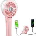 HandFan 4000mAh Handheld Misting Fan, 50ml Water Tank, Rechargeable Personal Mister Fan Portable AC, Spray Water Mist Fans, Foldable Cooling Ice Fans for Beach Travel Outdoors(Pink)