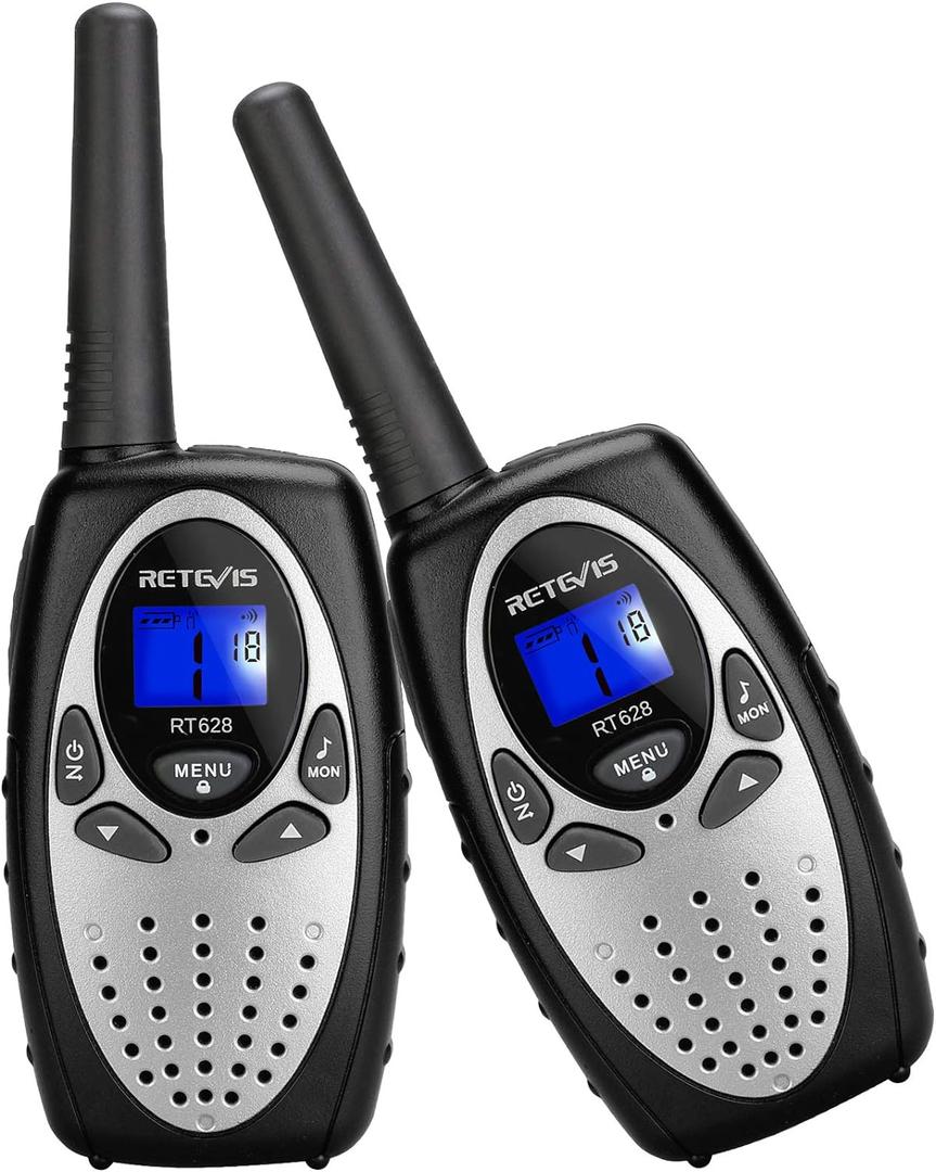 Retevis RT628 Walkie Talkies for Kids,Toy Gifts for 6-12 Year Old Boys Girls,Kid Gifts Walkie Talkie for Adults Outdoor Camping Hiking(Silvery 1 Pair)