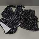 Floerns Women's 3 Piece Polka Dots Tankini Sets Backless Halter Swimsuit Layered Ruffle Bathing Suit (Black, M)