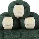 100% Merino Wool Yarn, 6-Ply Luxurious and Soft Yarn for Hand Knitting & Crocheting, 1.76 OZ/50g, 127 yds/116 Meters (Green, 3 Balls)