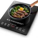 AMZCHEF Portable Induction Cooktop 20 Temperature & Power Levels, 1800W Induction Stove Burner with 6.8" Heating Coil, Low Noise Hot Plate Single Electric Cooktops Countertop Stove with Timer
