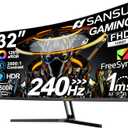 SANSUI 32 Inch Curved 240Hz Gaming Monitor High Refresh Rate, FHD 1080P Gaming PC Monitor HDMI DP1.4, Curved 1500R, 1Ms MPRT, HDR,Metal Stand,VESA Compatible(DP Cable Incl.)