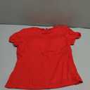 Evervibe Women Built-in Bra Short Sleeve Shirts Crewneck T-Shirt Slim Fit Going Out Tops Casual Summer Basic Tees (Red, XL)