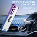 for Galaxy S24 Plus Case Clear with 360 Rotation Metal Ring Holder Stand, Support Magnetic Car Phone Mount Soft TPU Bumper PC Hard Protective Phone Case for Samsung S24 Plus(Purple Blue)