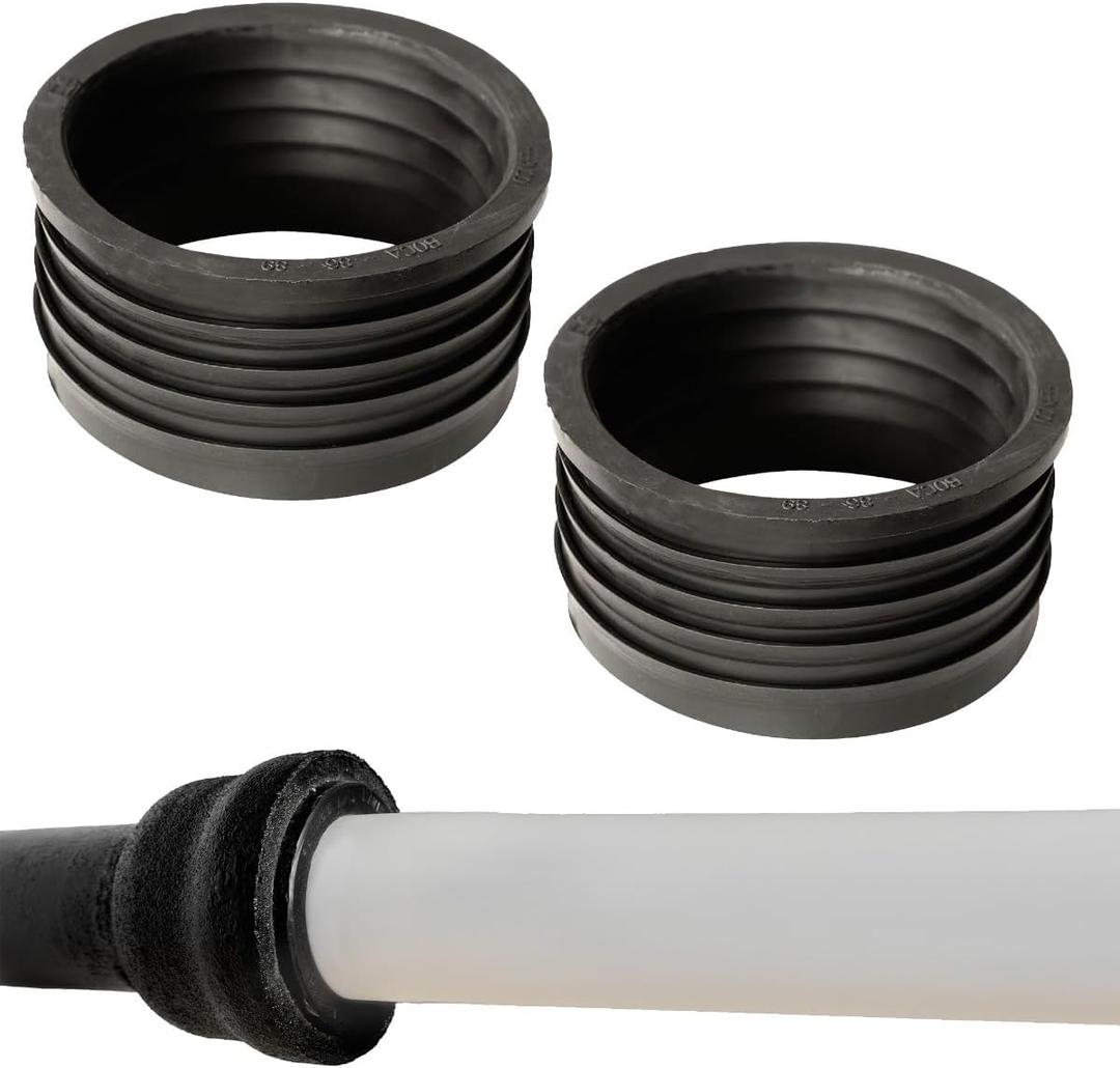 Fernco P33U-305 3-in. Service Weight Cast Iron Hub to 3-in. Sch. 40 PVC Compression Donut, 2-Pack