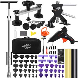 Car Dent Puller Kit, Paintless Dent Remover for Car Dent Repair with High Adhesion Pull Tabs, Glue Gun & Sticks, Suction Cup, Slide Hammer T-Bar, PDR Tools for Dent Removal at Home Garage