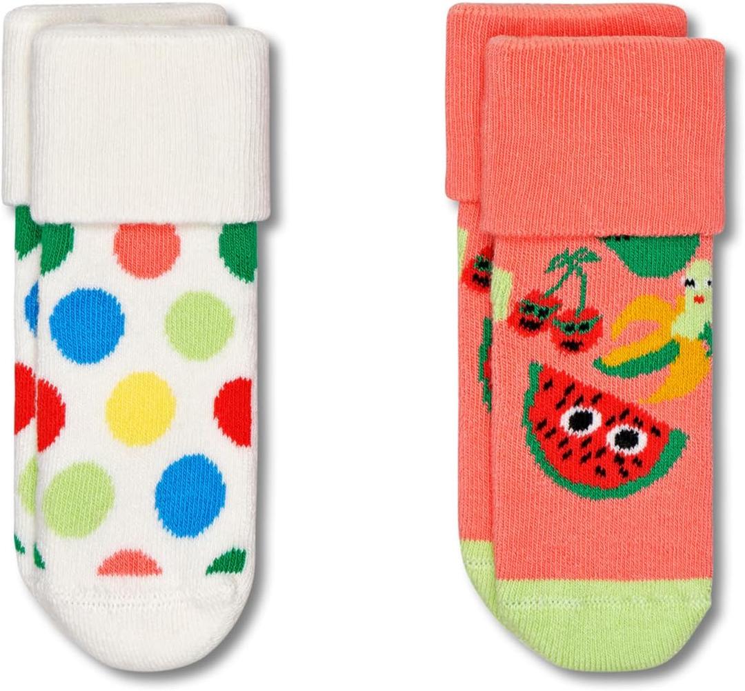 Happy Socks 2-Pack Kids Fruit Mix Terry Socks, White