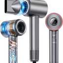 Hair Dryer, 160000 RPM High Speed 200 Million Ionic Blow Dryer, Professional Hair Blow Dryer with Diffuser and Nozzle for Home, Travel & Salon Use, 120V (Bright Silver)