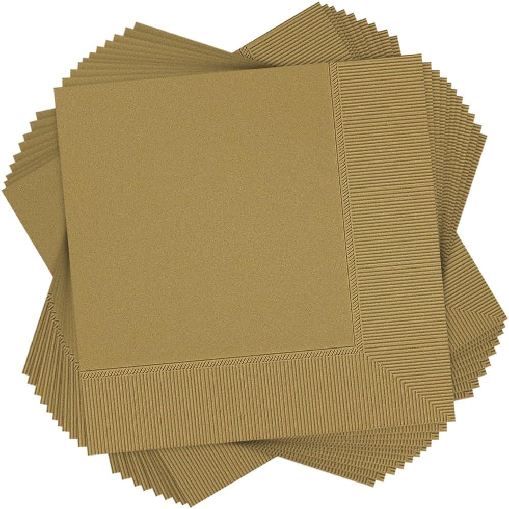 Gold 2-Ply Lunch Paper Napkins - 6.5" x 6.5" (Pack of 40) - Luxurious & Absorbent, Perfect for Parties & Events