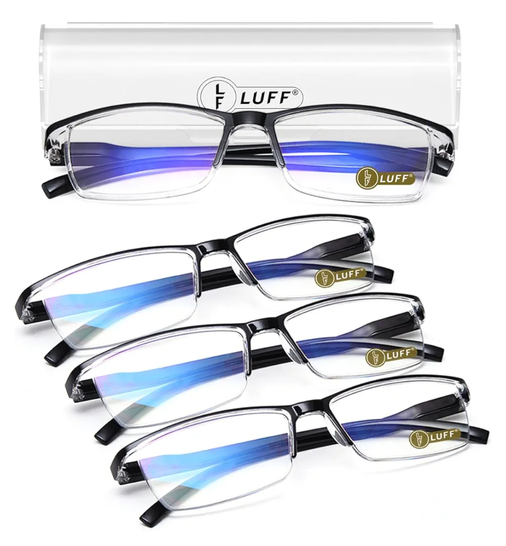 LUFF 4Pcs Anti-Blue-ray Reading Glasses Portable Ultra-Light Readers(