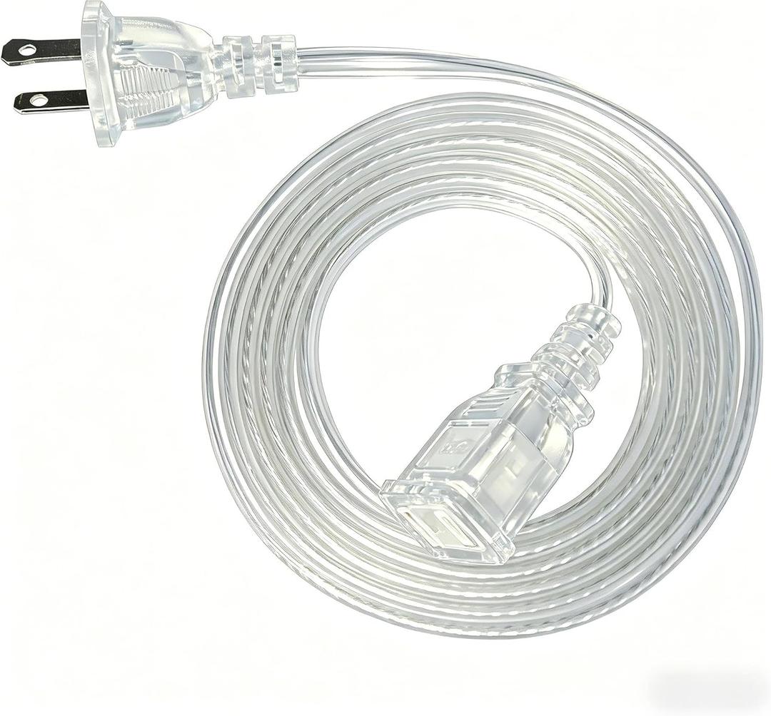 Clear Extension Cord 6FT Extension Cords Thin 2 Prong for Indoor Use with Single Plug- Ideal for Christmas Lights, Lamps, Camer,TV, 10A 125V 1250W