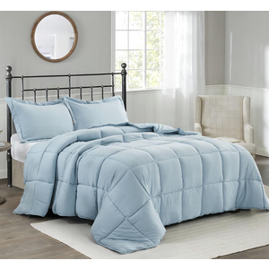 HIG Pre Washed Down Alternative Comforter for Twin - Reversible Chic Quilt Design - Lightweight for All Season - Blue Duvet Comforter, Sky Blue