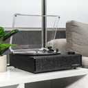 Victrola Eastwood II Record Player with Speakers Bluetooth 5.1 and Vinyl Stream Technology, Vintage Style 3-Speed Vinyl Player, Audio Technica AT-3600LA Cartridge (Black)