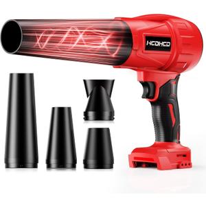 Cordless Leaf Blower Milwaukee M18 18V Battery,580000RPM Turbo Jet Blower with 4 Nozzles, Lightweight Handheld Blower for Patio, Lawn, Yard, Leaves, Dust, Garage & Snow Cleaning (No Battery) (Reddish-brown)