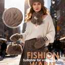 Gifts Sets for Women-5 Piece, Faux Fur Bucket Hat and Glove Set, Valentines Gifts for Her Wife Sister Girlfriends (Elegant Brown)