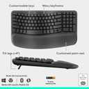 Logitech Wave Keys & Lift Vertical Mouse - Ergonomic Wireless Keyboard and Mouse Combo - with Cushioned Palm Rest, Easy-Switch, Bluetooth, for Multi-OS, Windows/Mac - Graphite