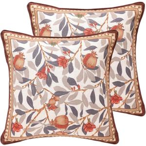 patdrea Designer Throw Pillow Covers Set of 2,Orange Farmhouse Rustic Linen with Pomegranate Fruit Pattern Pillow Covers,Decorative Square Pillowcases Cushion for Bed Living Room Outdoor,18"x18"