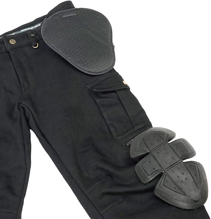 WARRIOR CARGO Men's Motorcycle Riding Pants Denim Jeans Protect Pads Equipment with Knee and Hip Armor Pads Detachable CE Armor Pads 38R