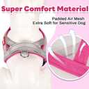 Escape Proof Dog Harness Medium Sized Dog Soft Lightweight Padded Mesh Dog Harness for Medium to Large Dogs, Reflective Adjustable Chest Pet Vest with Handle, Gray/Pink, XL