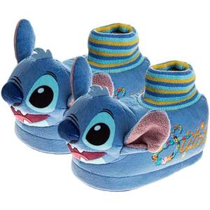 Disney Kids Lilo and Stitch Slippers for Girls - Stitch Plush Warm Soft Aline Comfy Lightweight House Shoes (5-10 toddler / 11-12 little kid), Size 9-10