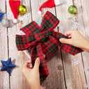 Christmas Wired Edge Plaid Ribbon 2.5 Inches Black and White Buffalo Wrapping Ribbon Gingham Ribbon for Christmas Tree Wreath Gift Wrapping, Crafts, and Decorations(Red with Green and Gold Line Plaid)