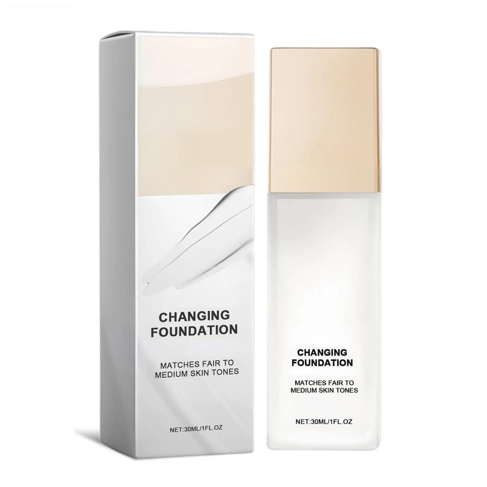 Color Changing Foundation for Mature Skin, Concealer Cover Cream, Lightweight Liquid Foundations, Tone Suitable for All Skin Types (1pcs)