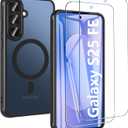 BESINPO for Samsung Galaxy S25 FE Case, Magnetic Wireless Charging Supported for Samsung S25 FE with 2 S25 FE Screen Protectors, Military Grade Drop Protection Shockproof S25 FE Case, Black