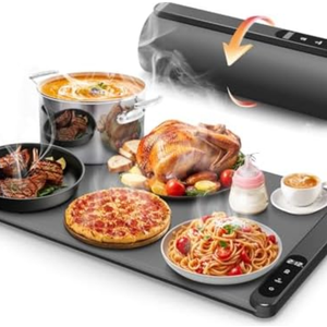 Food Warming Mat, Graphene Heating Warming Mat for Food, Portable Electric Warming Tray for Parties Buffet with 6 Hours Timer Setting, Roll Up Food Warmer Mat